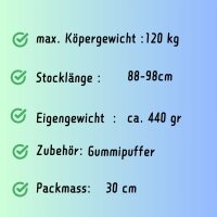 DELUXE RELAX Faltstock Rechts – Soft-Griff & Etui für Rechtshänder& Olanmarp Klettarmband
