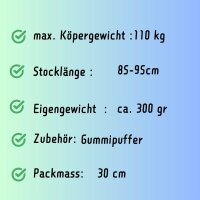 DELUXE-RELAX-FALTSTOCK SOFT – Faltbarer Aluminium-Gehstock für Linkshänder mit Soft-Griff & Olanmarp Klettarmband