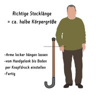 DELUXE-RELAX-FALTSTOCK SOFT – Faltbarer Aluminium-Gehstock für Linkshänder mit Soft-Griff & Olanmarp Klettarmband