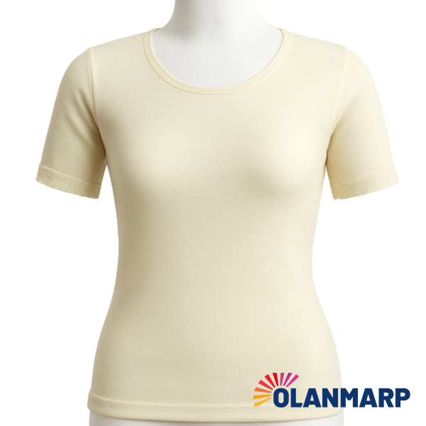 Angora Damen Unterhemd kurzarm Olanmarp – natürliche Wärme & hoher Tragekomfort, 40% Angora, 60% Baumwolle, wollweiß