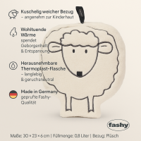 Fashy Wärmflasche 0,8 Liter Schaf Dolly – Kinder Wärmflasche mit Flauschbezug, kuschelig & sicher bei Bauchschmerzen und Kälte