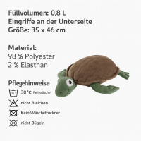 Fashy Kinderwärmflasche 0,8 L Schildkröte Schildegard – kuschelige Wärmflasche für Kinder mit Bezug