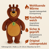 Fashy Kinderwärmflasche 0,8 L Bär Grizzly – kuschelige Wärmflasche für Kinder bei Bauchweh & kalten Füßen