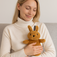 Fashy Kinderwärmflasche Hase Honey 0,3 L – kuscheliges Kuscheltier mit abnehmbarem Bezug & Sicherheitsverschluss